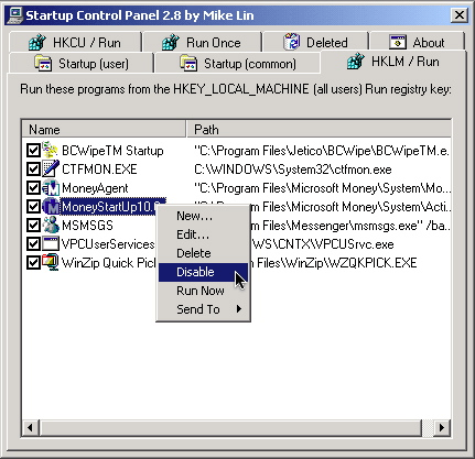 Startup Control Panel screenshot