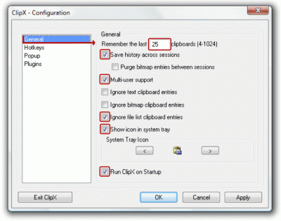 ClipX General settings