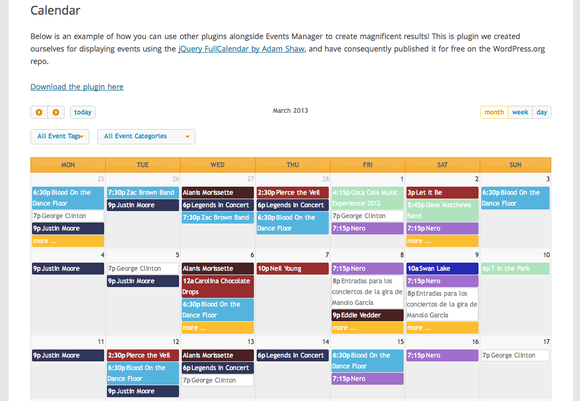 events manager wordpress calendar
