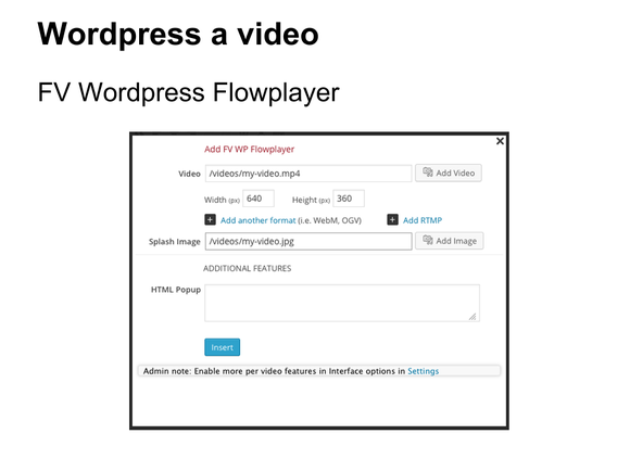 video wordpress fv flowplayer editor