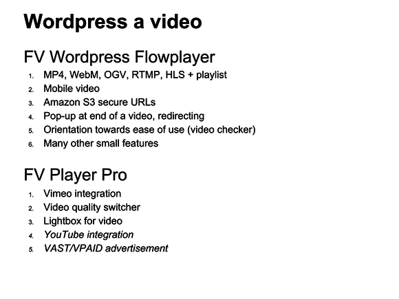 video wordpress fv flowplayer features
