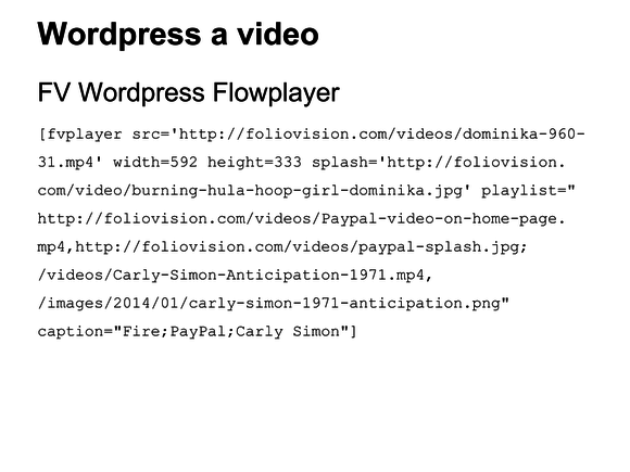 video wordpress fv flowplayer shortcode