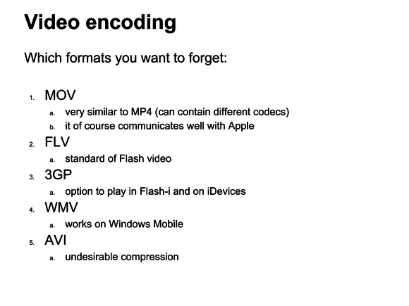 video wordpress obsolete formats