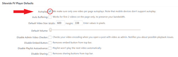 Autoplay as default for the whole website