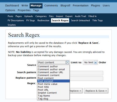 Using the Search Regex plugin for WordPress successfully