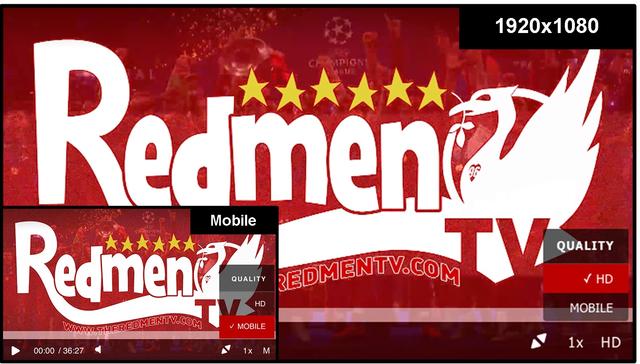 The Redmen TV with FV Player quality switching feature HD desktop and mobile version