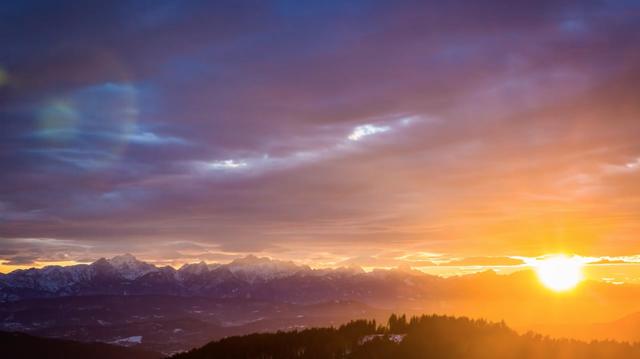 Colourful sunset in Austria