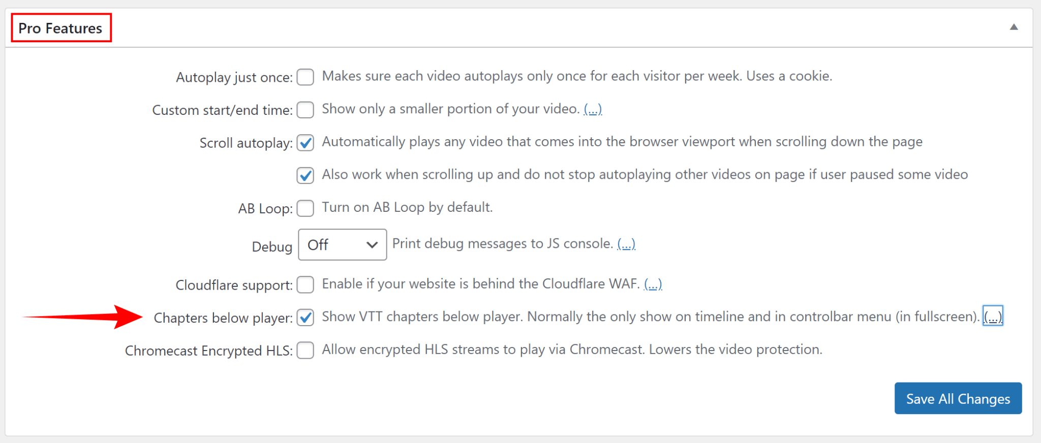 Using VTT Chapters with FV Player