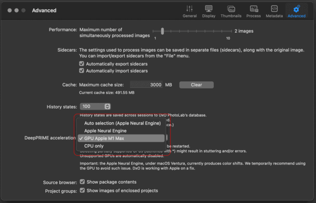 DxO PhotoLab DeepPrime Processing Engine Preferences