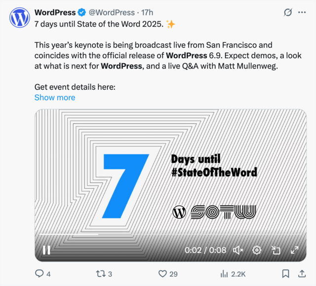 x tweet with video playing