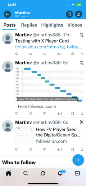 x mobile app list of tweets